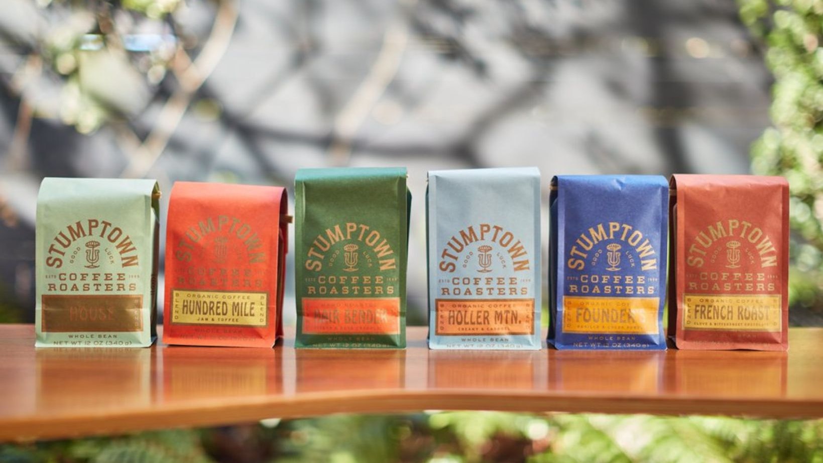 Photo of Stumptown Coffee Bags on a Shelf Outdoors
